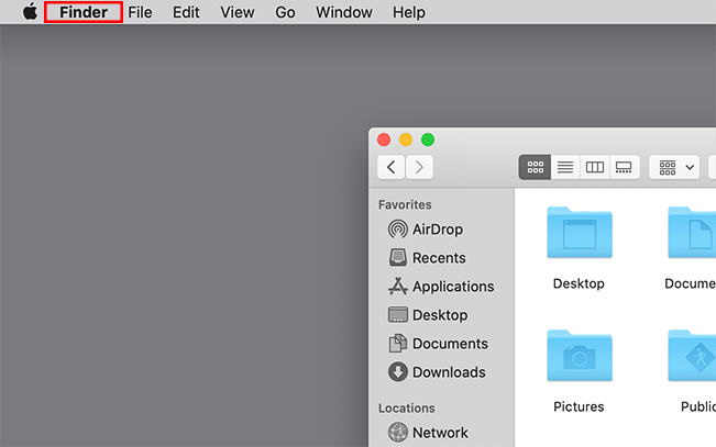 Finder is the 'active' application.
