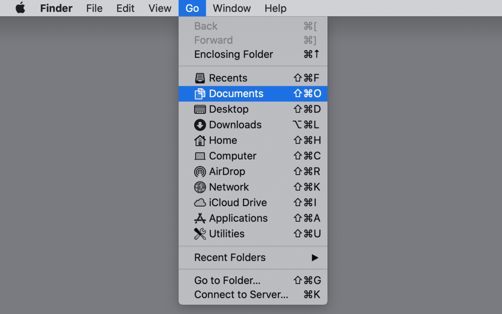 Navigate to your Documents folder via the Go menu in Finder. 