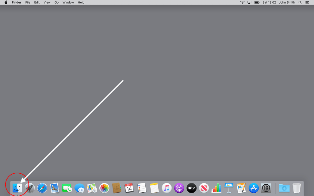 Finder icon in the Dock