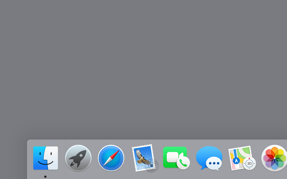 Finder icon in the Dock, with dot underneath. 