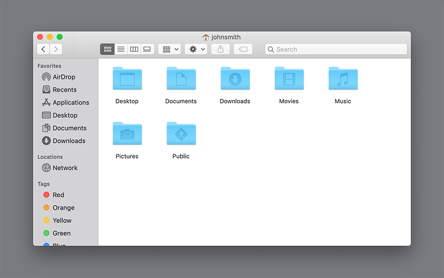 Finder window displaying contents of Home folder.