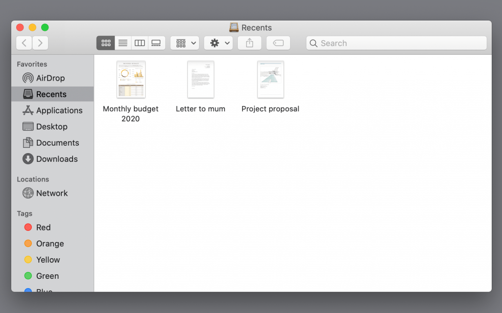 Finder window, displaying files in Icon view.