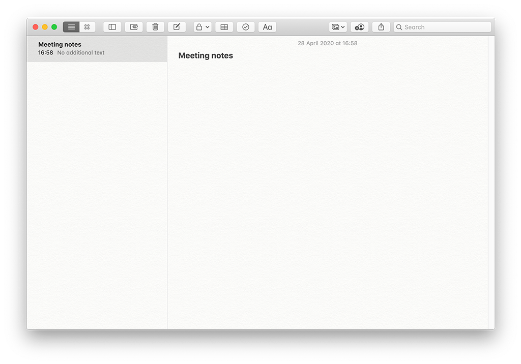 The Notes app, macOS.