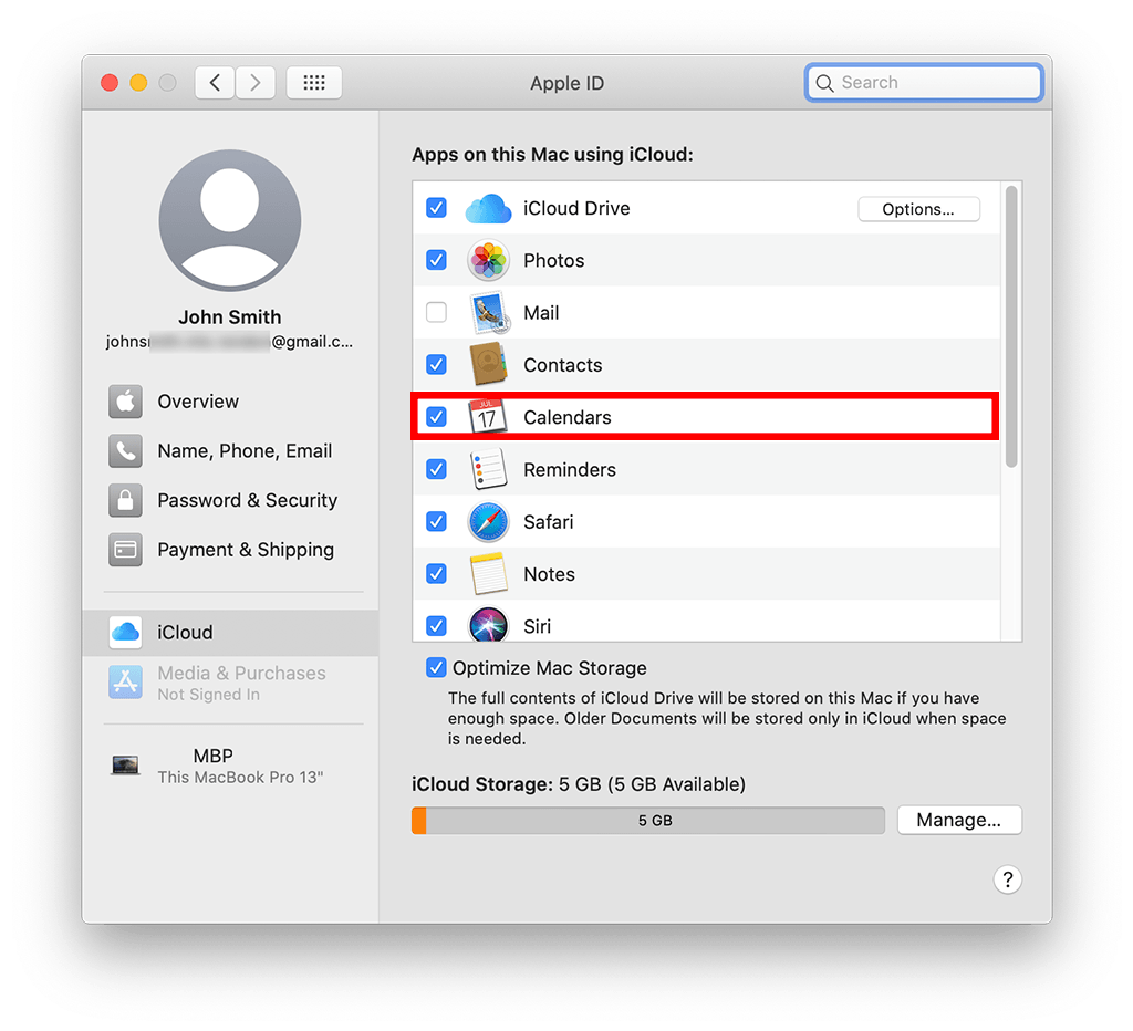 Ensure Calendars is ticked in System Preferences->Apple ID->Calendars.