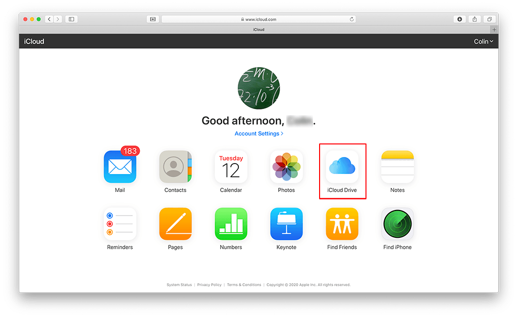 Once logged in at iCloud.com, you can access all your files, and even use apps such as Pages, Numbers, and more.