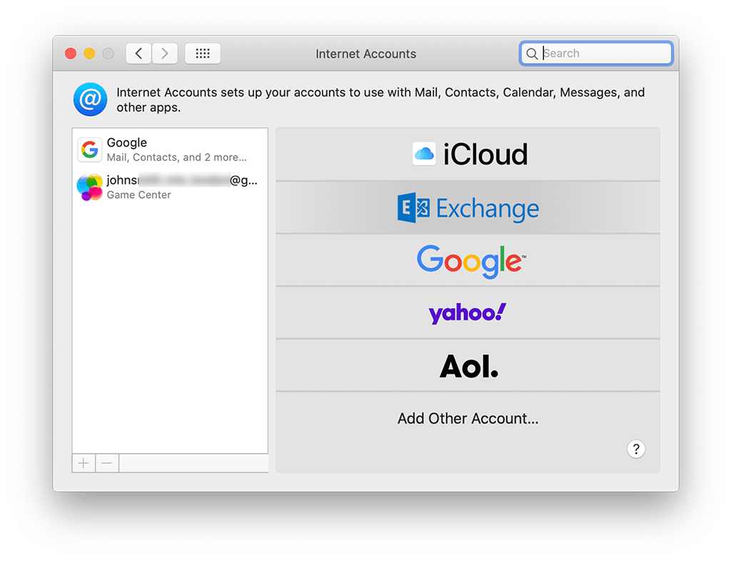 To add your Microsoft email, choose Exchange.