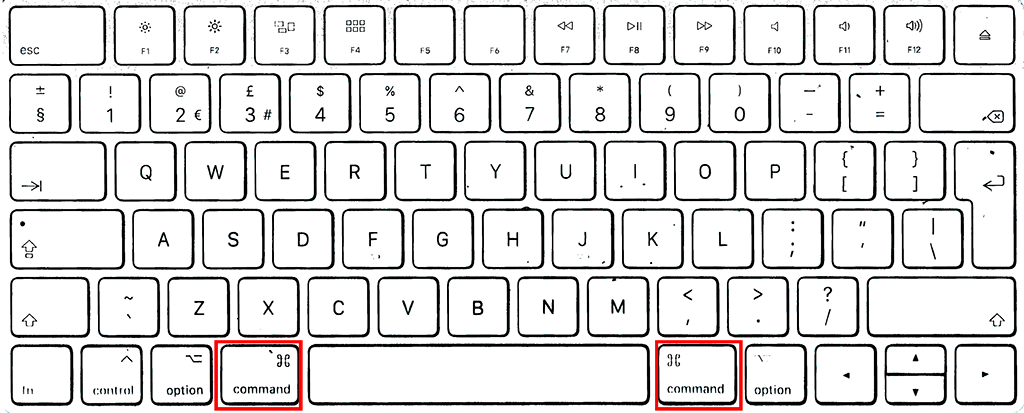 The Command key, found either side of the Space bar. 
