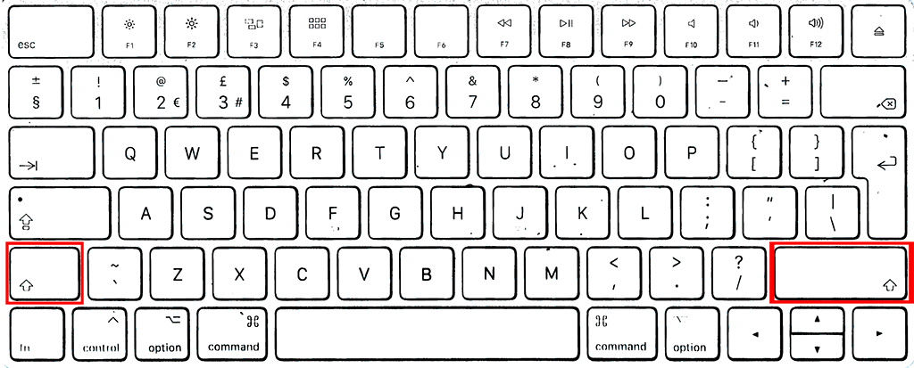 There's 2 shift keys on the keyboard, on the far left and right. 