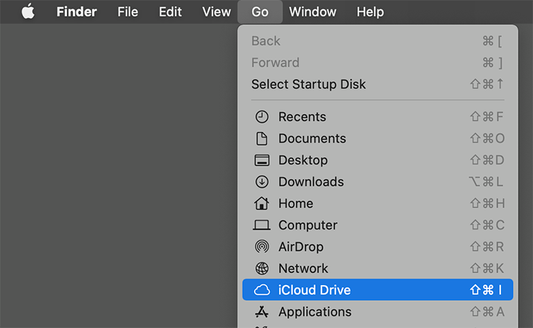 In Finder, choose iCloud Drive from the Go menu.